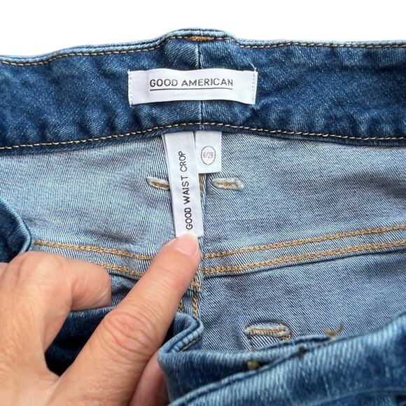 Good American Jeans Good Waist Crop High Rise Skinny Frayed Hem Womens Sz 6 28 - Picture 8 of 11